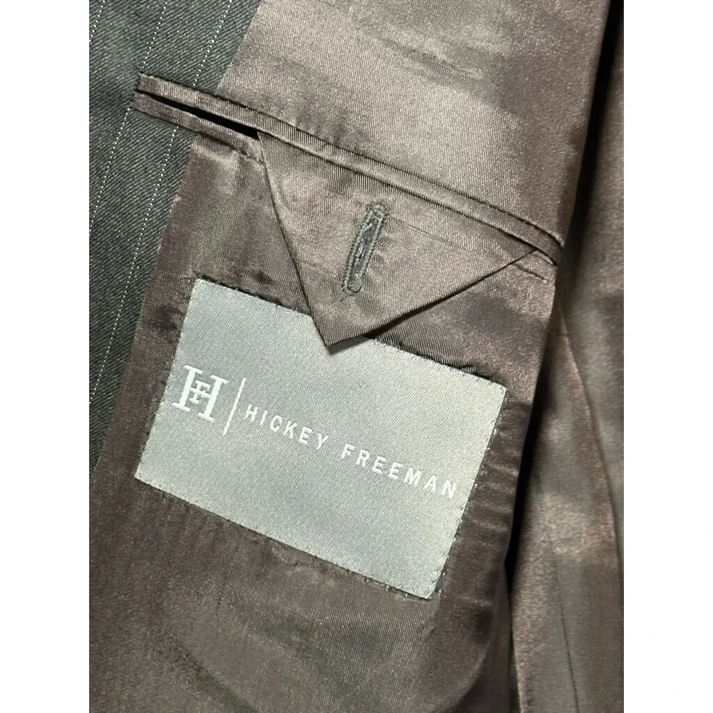 Hickey Freeman Men's Charcoal Jacket Blazer Pinstripe 44L - Loro Piana 100% Wool